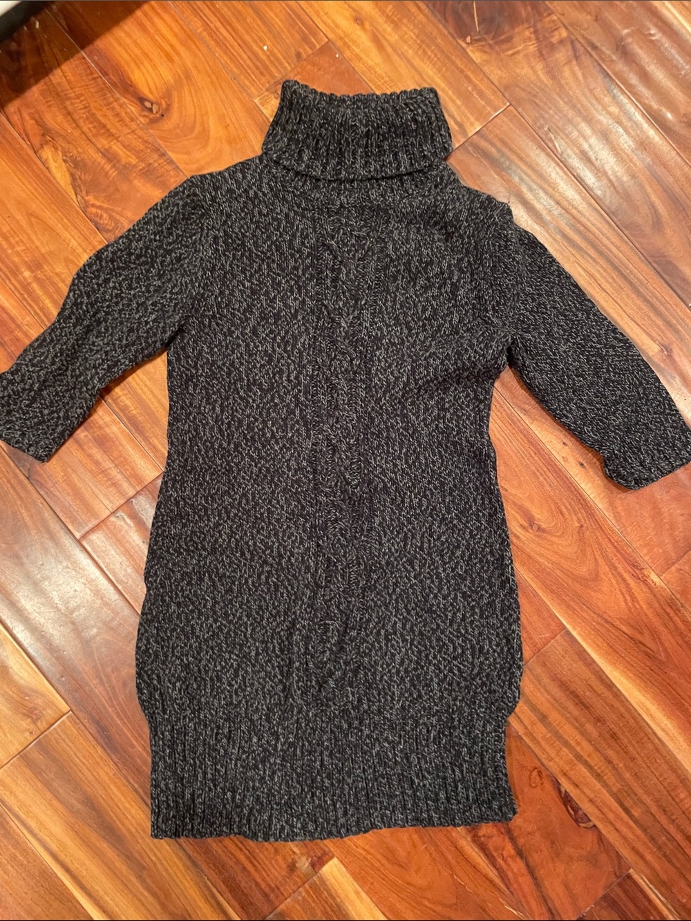 Old Navy Charcoal Turtleneck Cable Knit Sweater Dress